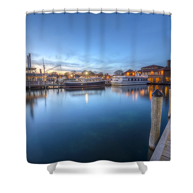 Lake Geneva Shower Curtain featuring the photograph On The Dock by Paul Schultz
