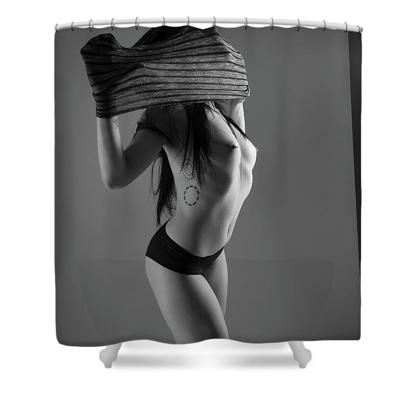 Black And White Shower Curtain featuring the photograph On The Existential Reality Of Things by Blue Muse Fine Art