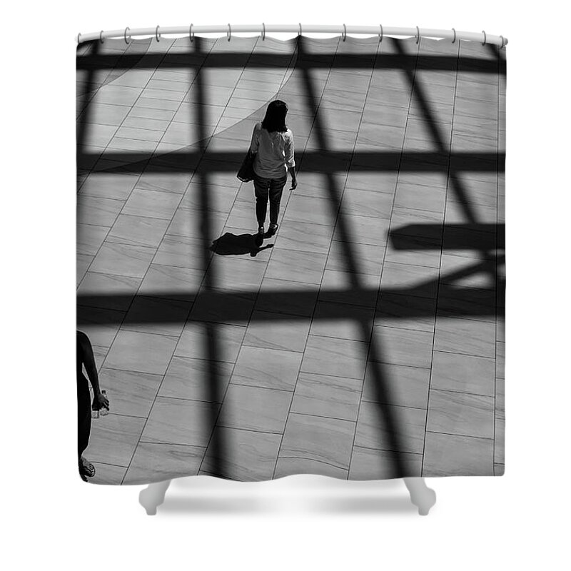 B&w Shower Curtain featuring the photograph On the Grid by Eric Lake