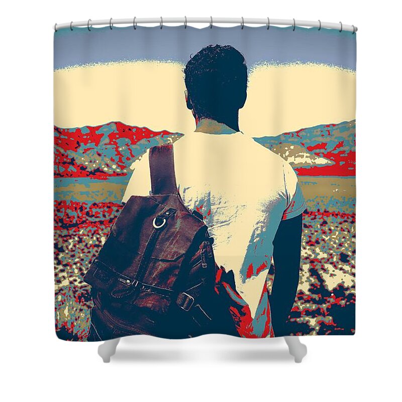 Nature Shower Curtain featuring the painting On the move in the wilderness by Celestial Images