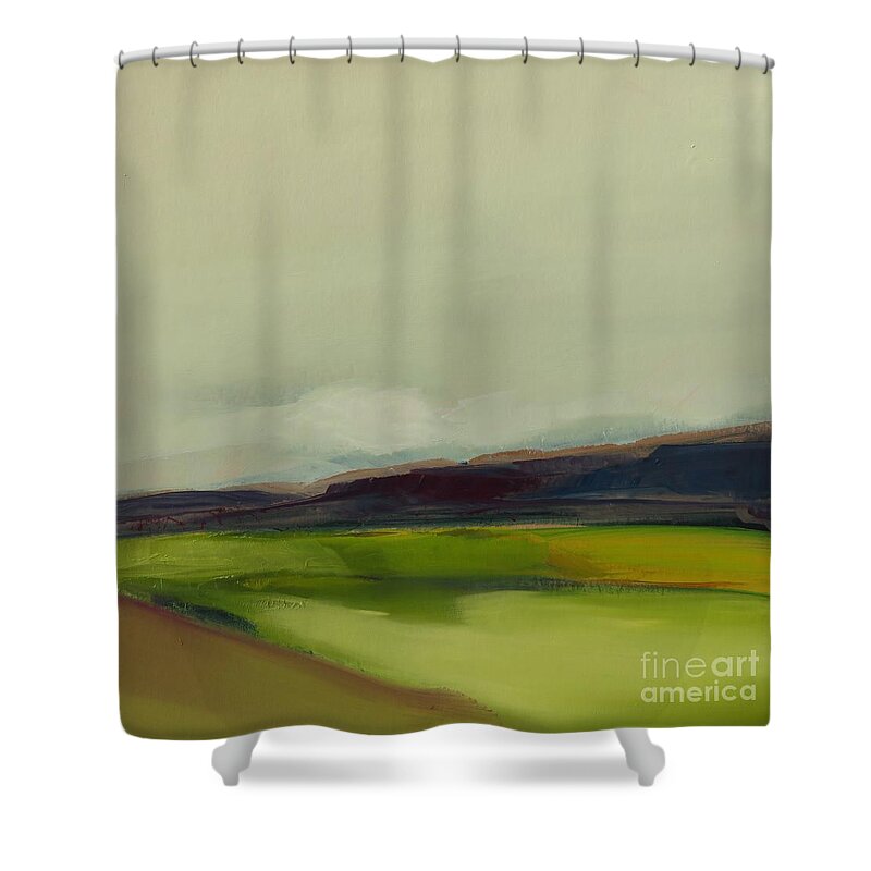 Landscape Shower Curtain featuring the painting On the Road by Michelle Abrams