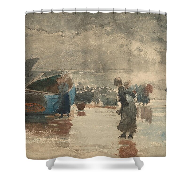 19th Century American Painters Shower Curtain featuring the painting On the Sands by Winslow Homer