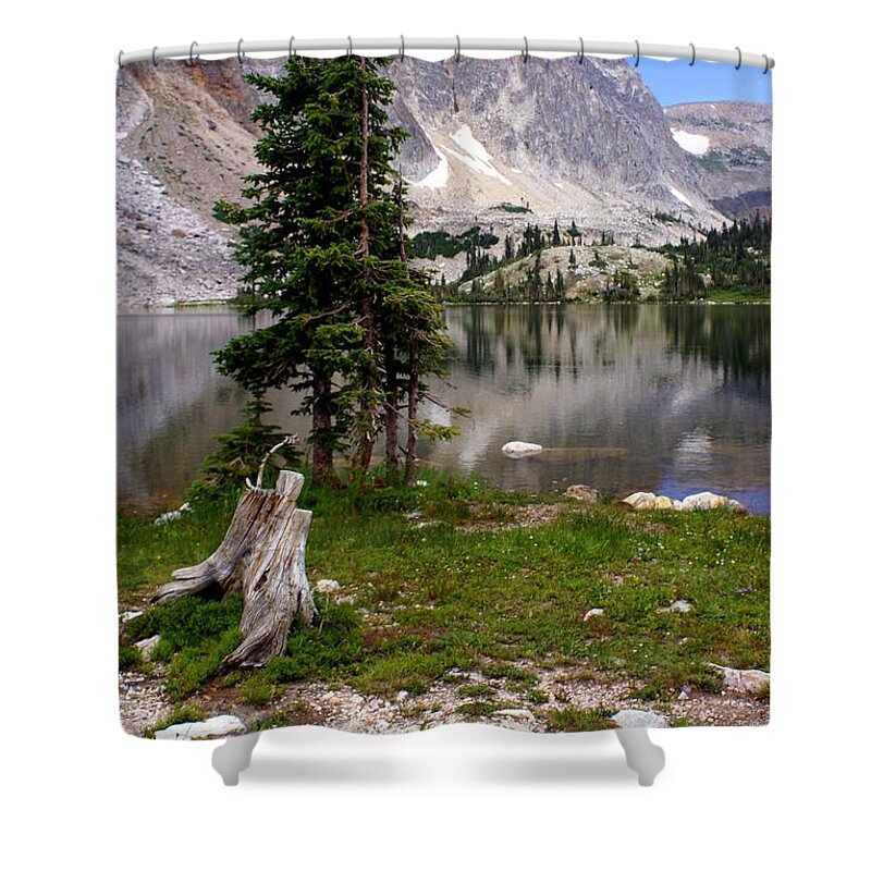 Snowy Mountains Shower Curtain featuring the photograph On the Snowy Mountain Loop by Marty Koch