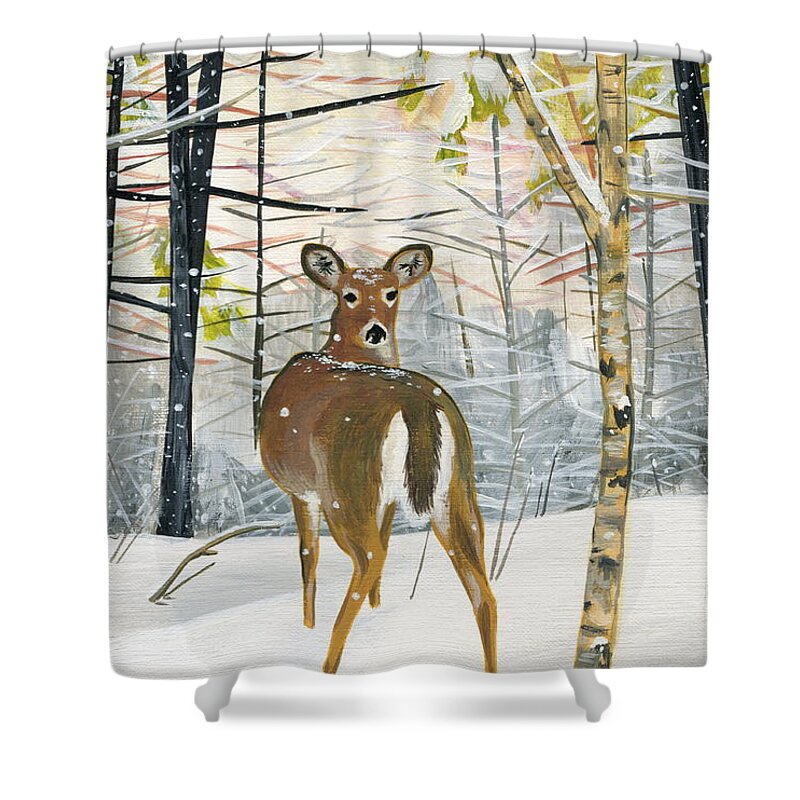 Animal Shower Curtain featuring the painting On The Trail by Harry Moulton