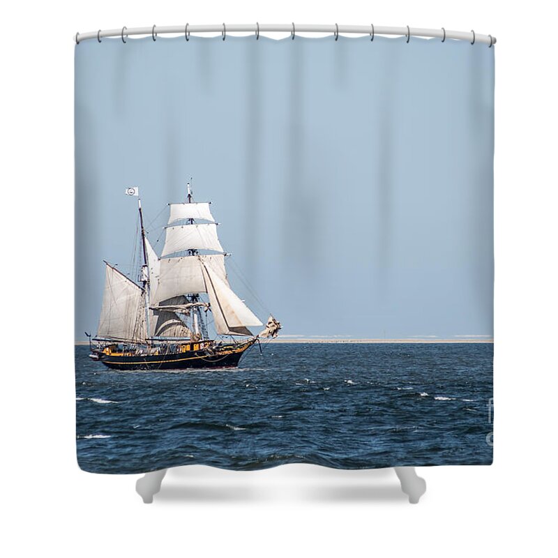 Sailing Ship Shower Curtain featuring the photograph on the way to Texel by Hannes Cmarits