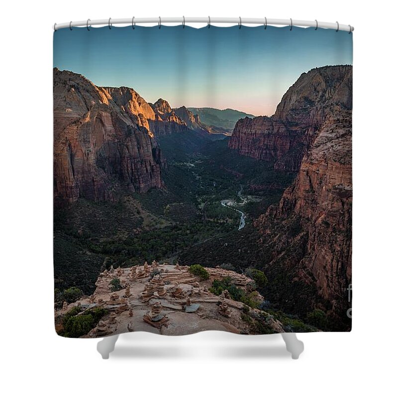 Adventure Shower Curtain featuring the photograph On Top of Angels Landing by JR Photography