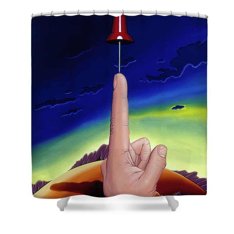  Shower Curtain featuring the painting On Top of the World by Paxton Mobley
