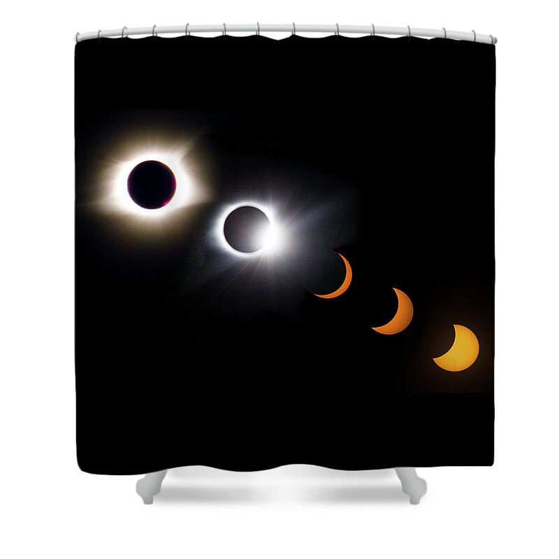 08 21 20 17 Shower Curtain featuring the photograph Once in a Lifetime Stages of a Total Solar Eclipse II by Debra and Dave Vanderlaan