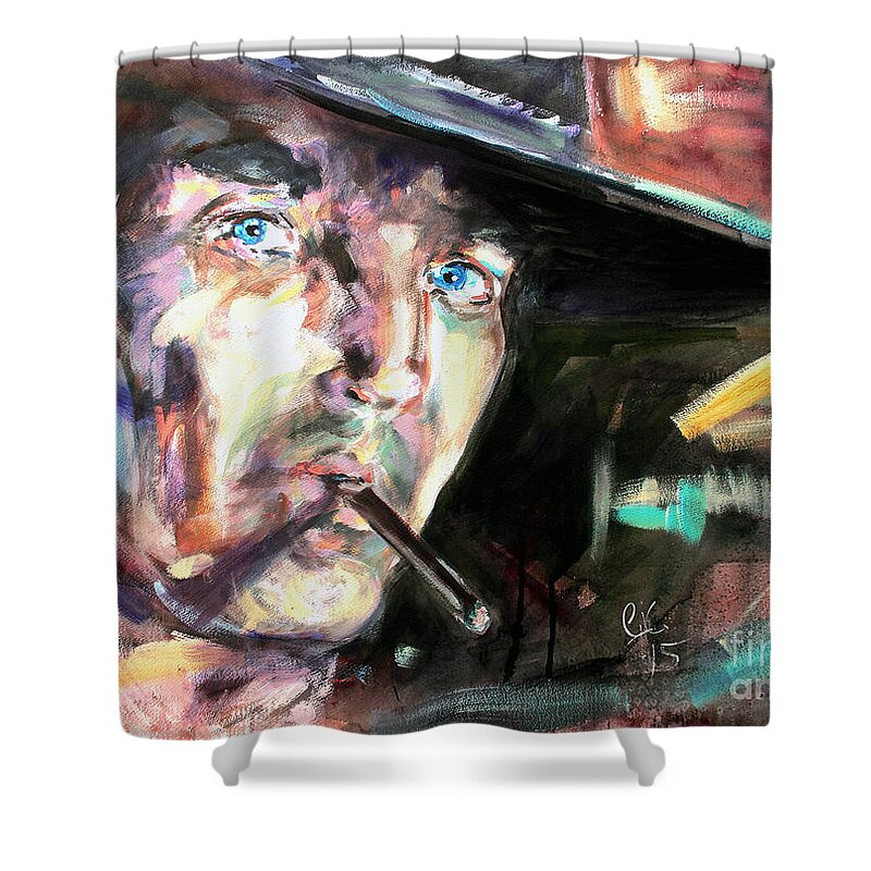 Henry Fonda Shower Curtain featuring the painting Once Upon A Time In The West by Ginette Callaway