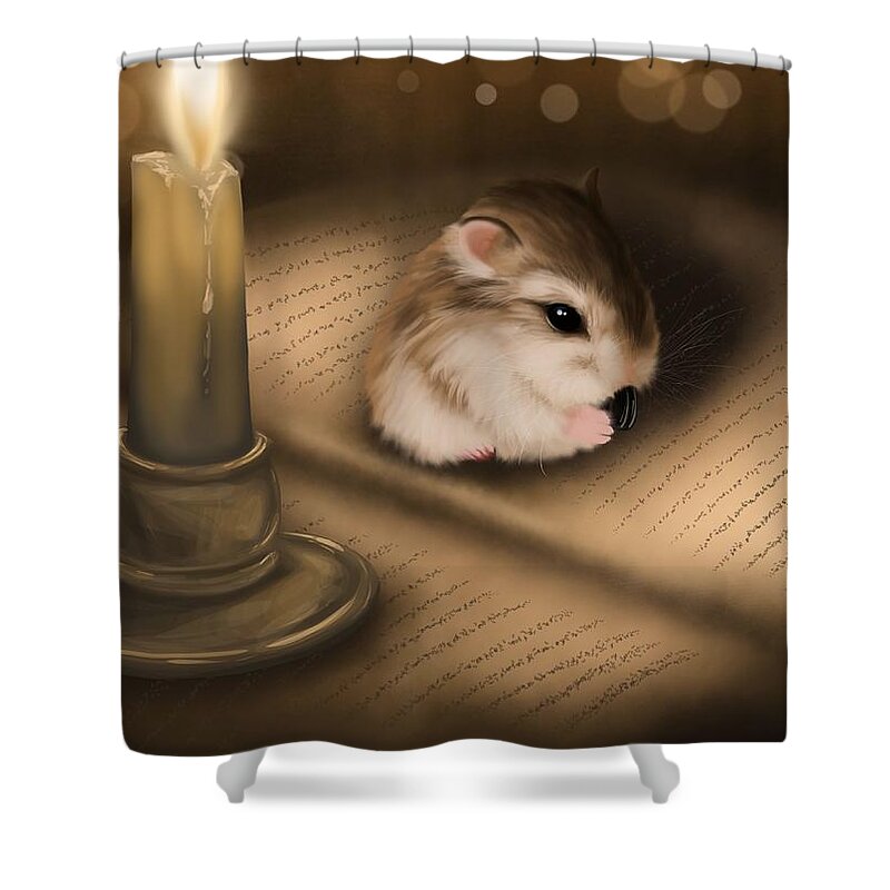 Mouse Shower Curtain featuring the painting Once upon a time... by Veronica Minozzi