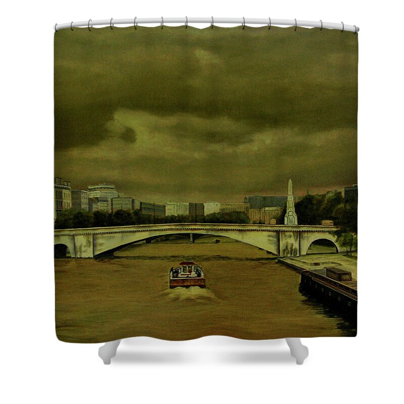 Paris Shower Curtain featuring the painting Oncoming Storm Paris France by Thu Nguyen