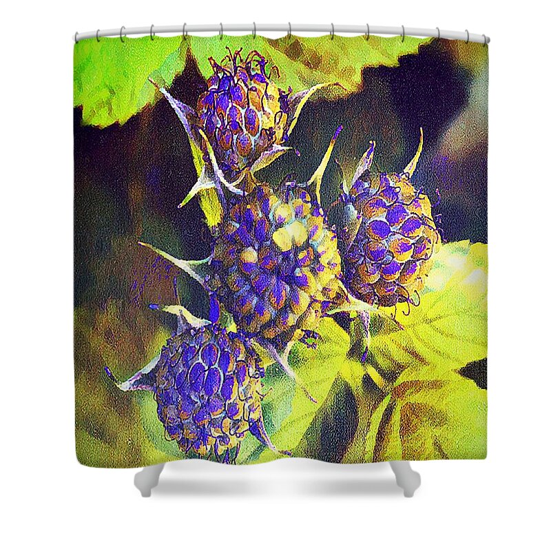  Digital Art Shower Curtain featuring the digital art One. Berry -Two Berry by MaryLee Parker
