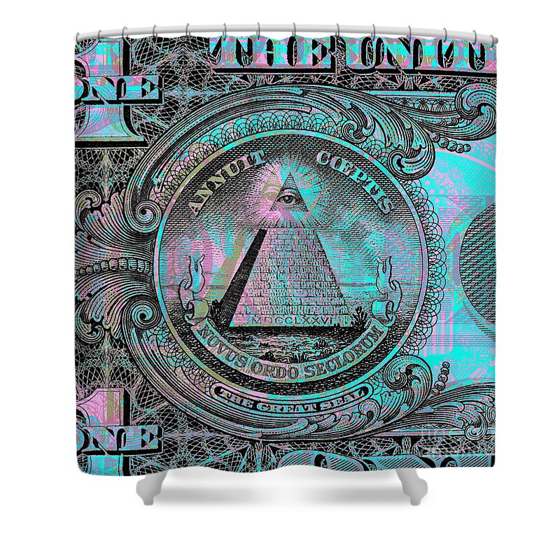 $1 Shower Curtain featuring the digital art One-dollar-bill - $1 - reverse side by Jean luc Comperat