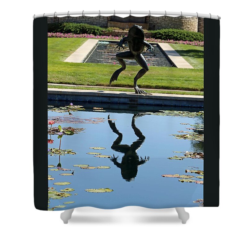 Frog Shower Curtain featuring the photograph One Giant Leap by Pamela Critchlow