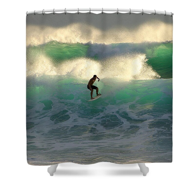 Maui Shower Curtain featuring the photograph One last wave Dumps Maui Hawaii by Pierre Leclerc Photography