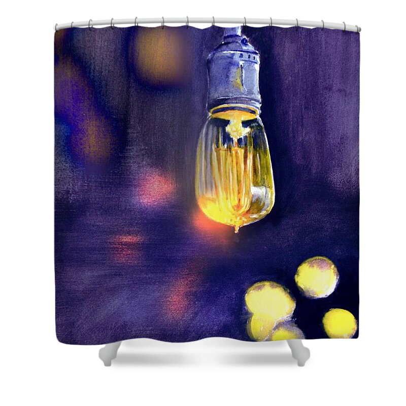 Light Shower Curtain featuring the painting One Light 2 by Allison Ashton