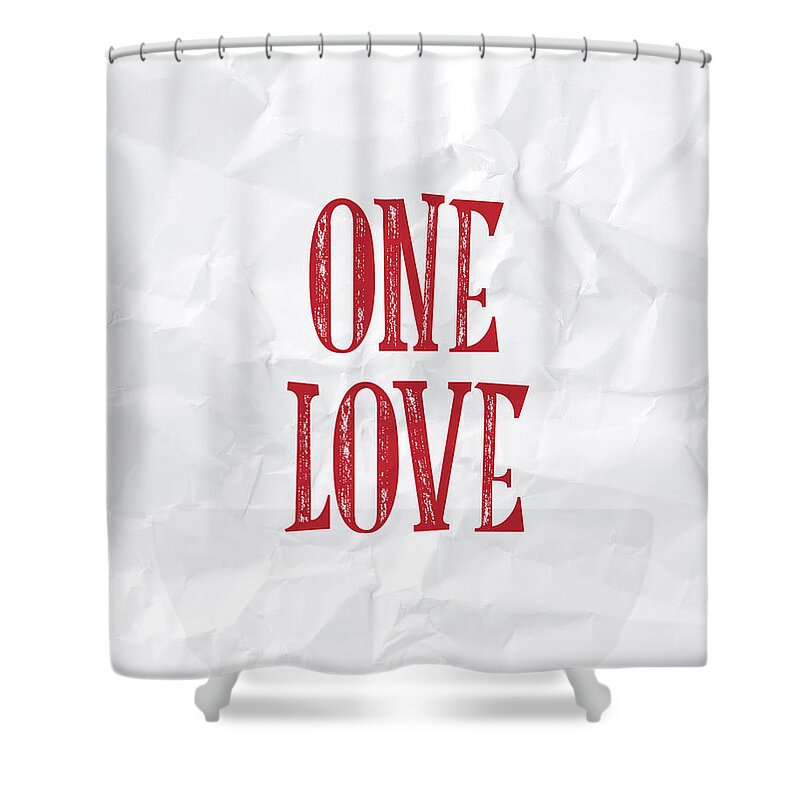 One Love Shower Curtain featuring the digital art One Love by Samuel Whitton