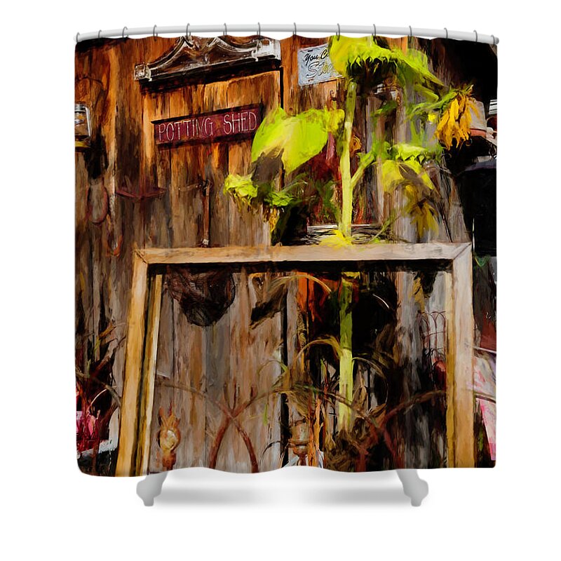 Antiques Shower Curtain featuring the digital art One Mans Trash 1 by Barry Wills
