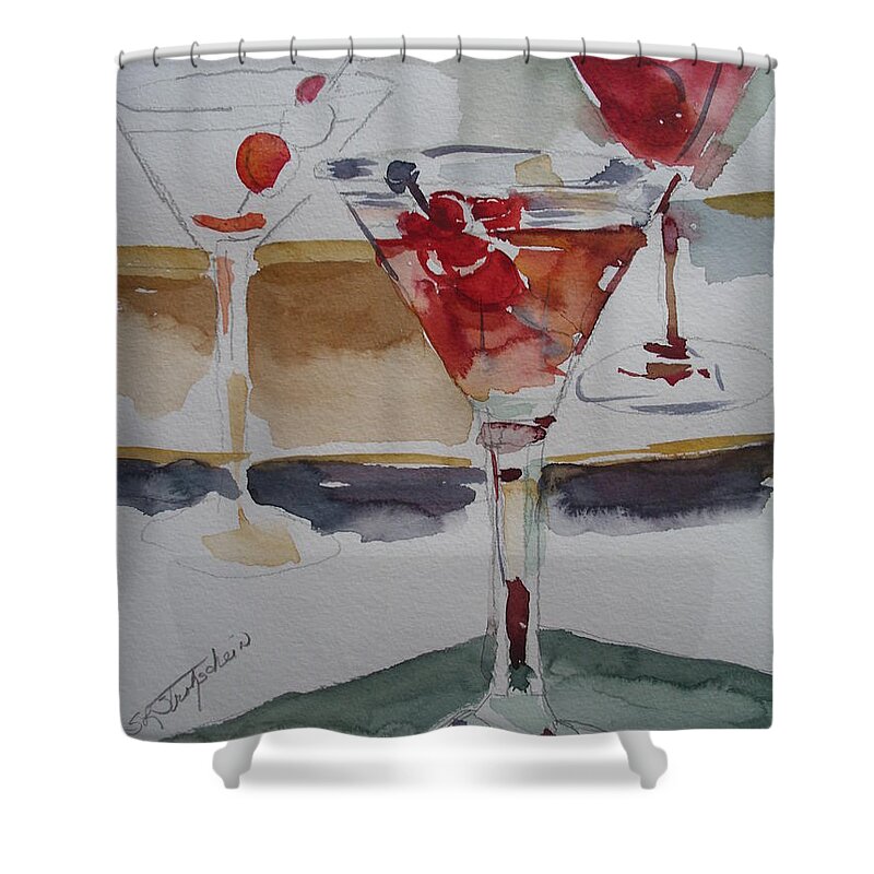 Martini Shower Curtain featuring the painting One Too Many by Sandra Strohschein