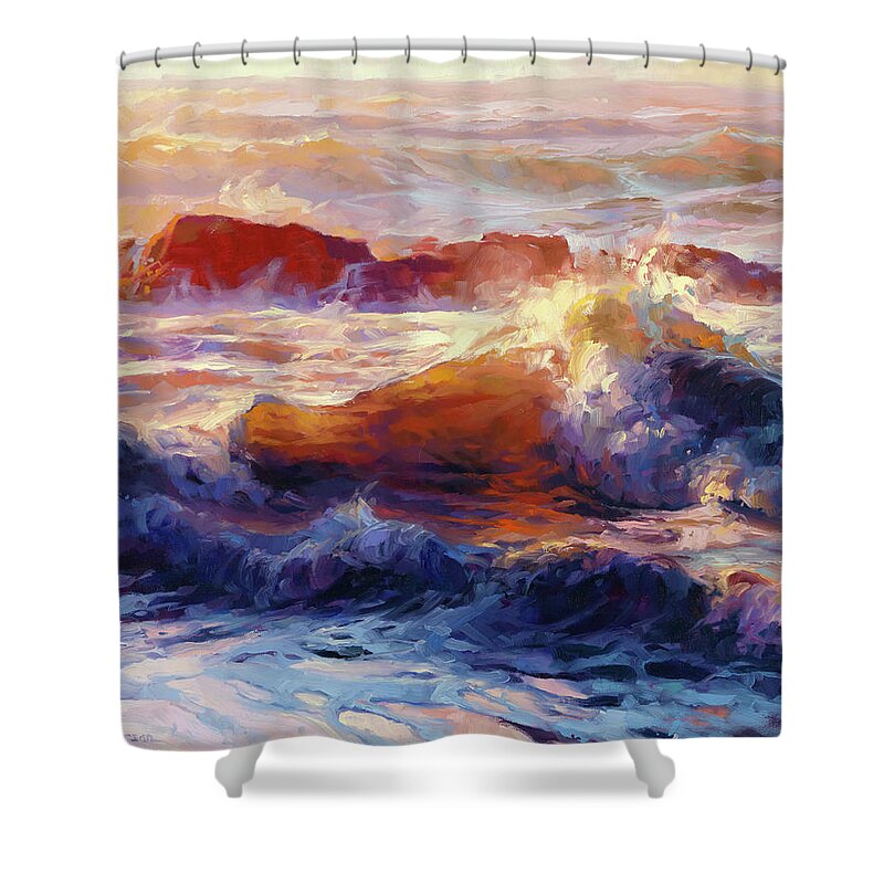 Ocean Shower Curtain featuring the painting Opalescent Sea by Steve Henderson