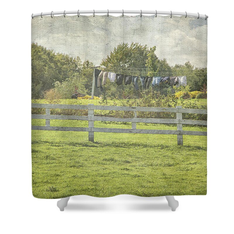 Americana Shower Curtain featuring the photograph Open Air Clothes Dryer by Betty Pauwels