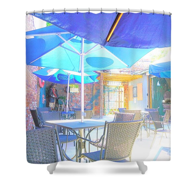 Restaurant Shower Curtain featuring the photograph Open Air Eating by Merle Grenz
