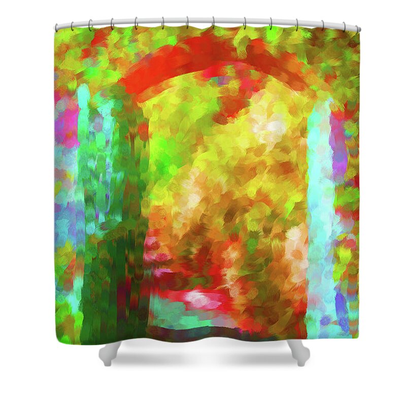 Open Gate Shower Curtain featuring the digital art Open gate by Diane Macdonald