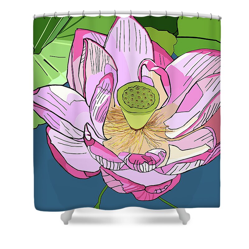 Lotus Shower Curtain featuring the painting Open Lotus by Jamie Downs