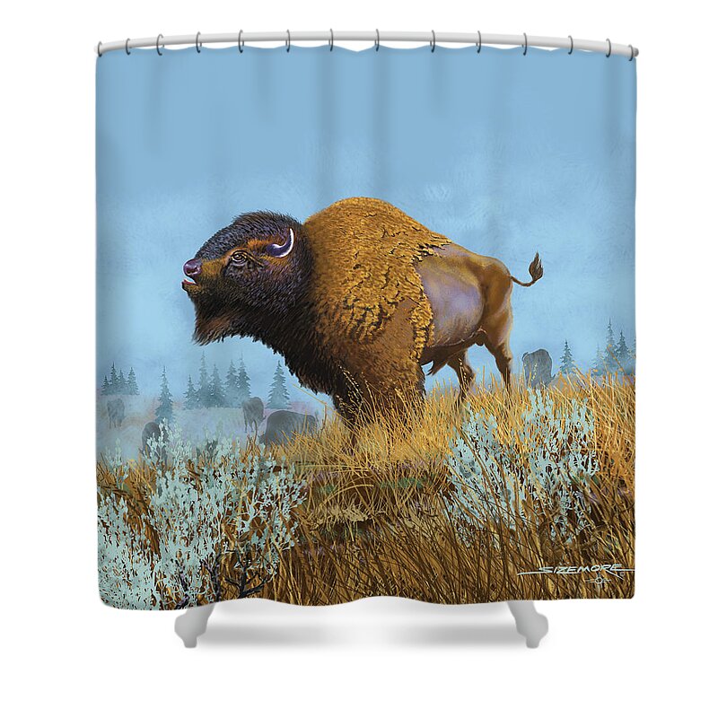 Range Buffalo Shower Curtain for Sale Dick Sizemore
