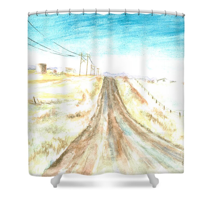 Road Shower Curtain featuring the painting Country Road by Andrew Gillette