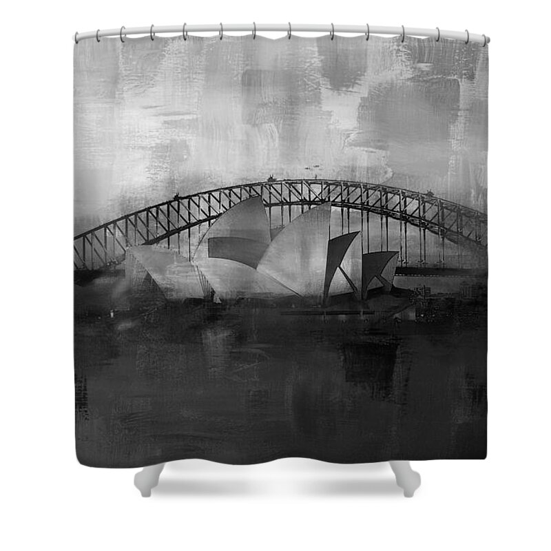 Sydney Shower Curtain featuring the painting Opera House 01 by Gull G