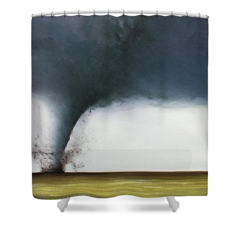 Derek Kaplan Art Shower Curtain featuring the painting Opt.55.16 Storm by Derek Kaplan