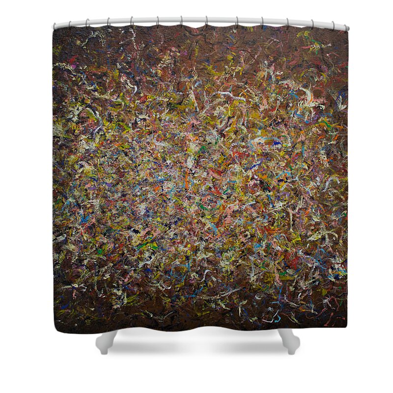 Derek Kaplan Art Shower Curtain featuring the painting Opt.71.15 Rhythm of Life by Derek Kaplan