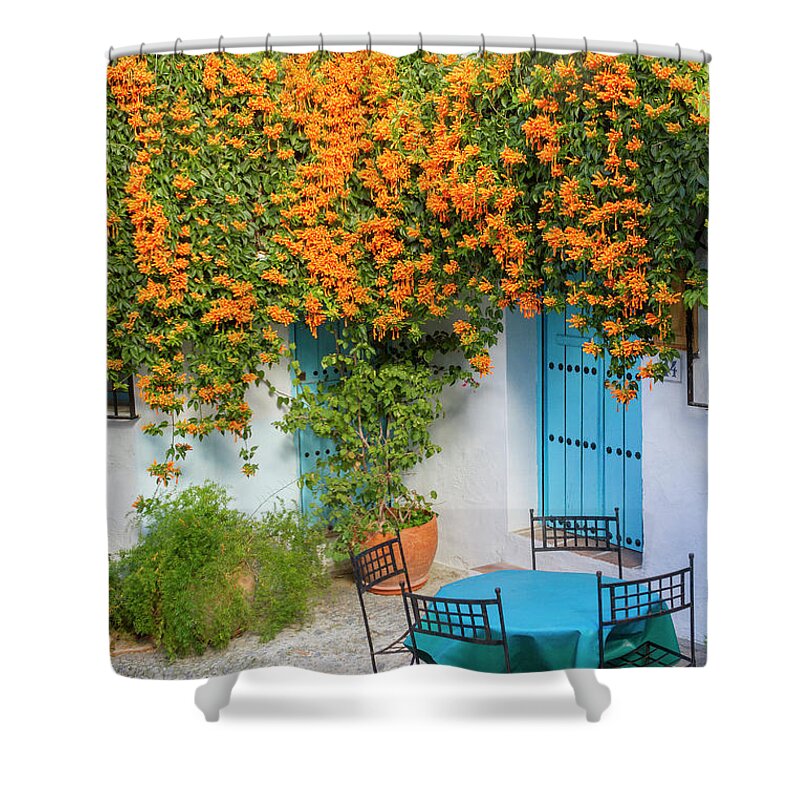 Architecture Shower Curtain featuring the photograph Orange Blossoms by Heiko Koehrer-Wagner