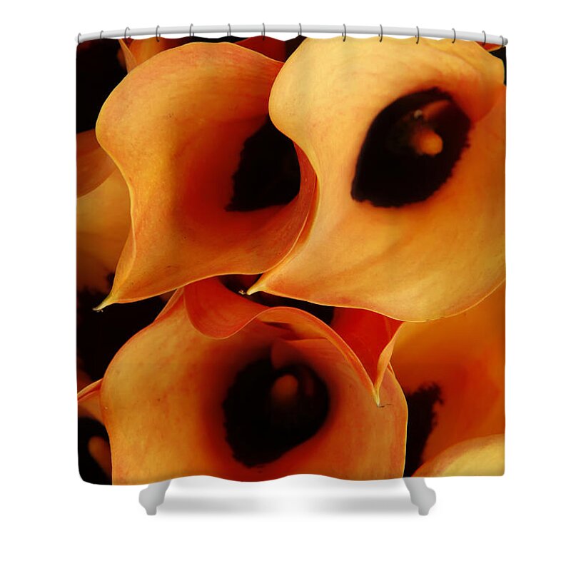 Orange Shower Curtain featuring the photograph Orange Calla Lillies by KG Thienemann