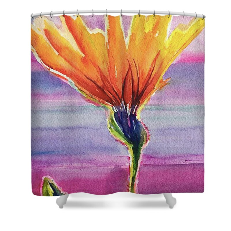 Flower Shower Curtain featuring the painting No Rain No Flowers by Bonny Butler