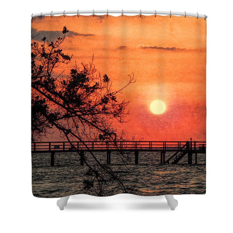 Sunset Shower Curtain featuring the photograph Orange Grunge Sunset by Rosalie Scanlon