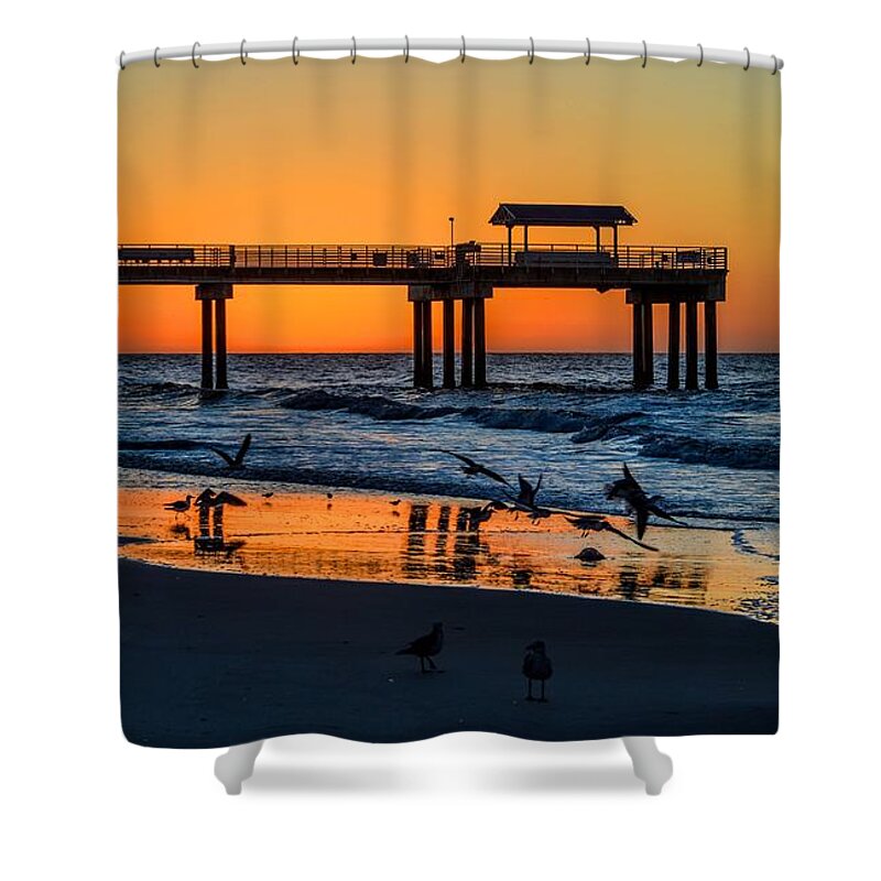 Alabama Shower Curtain featuring the photograph Orange in the Morning in Orange Beach by Michael Thomas