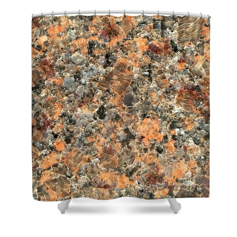 Phorograph Shower Curtain featuring the photograph Orange Polished Granite Stone by Delynn Addams