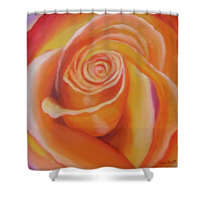 Orange Shower Curtain featuring the painting Orange Rose by Quwatha Valentine