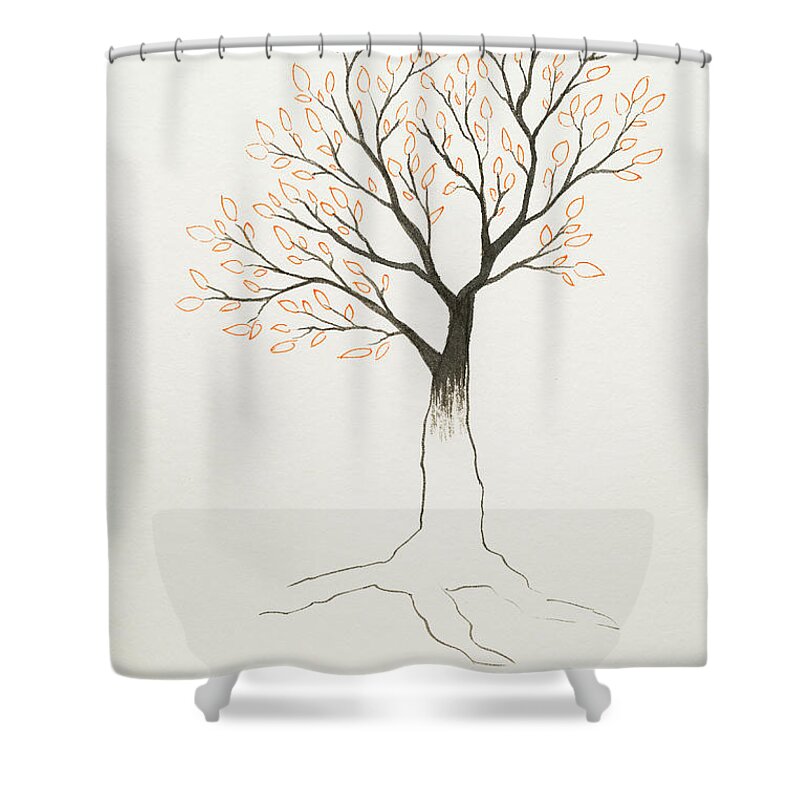 Tree Shower Curtain featuring the painting Orange tree by Stefanie Forck