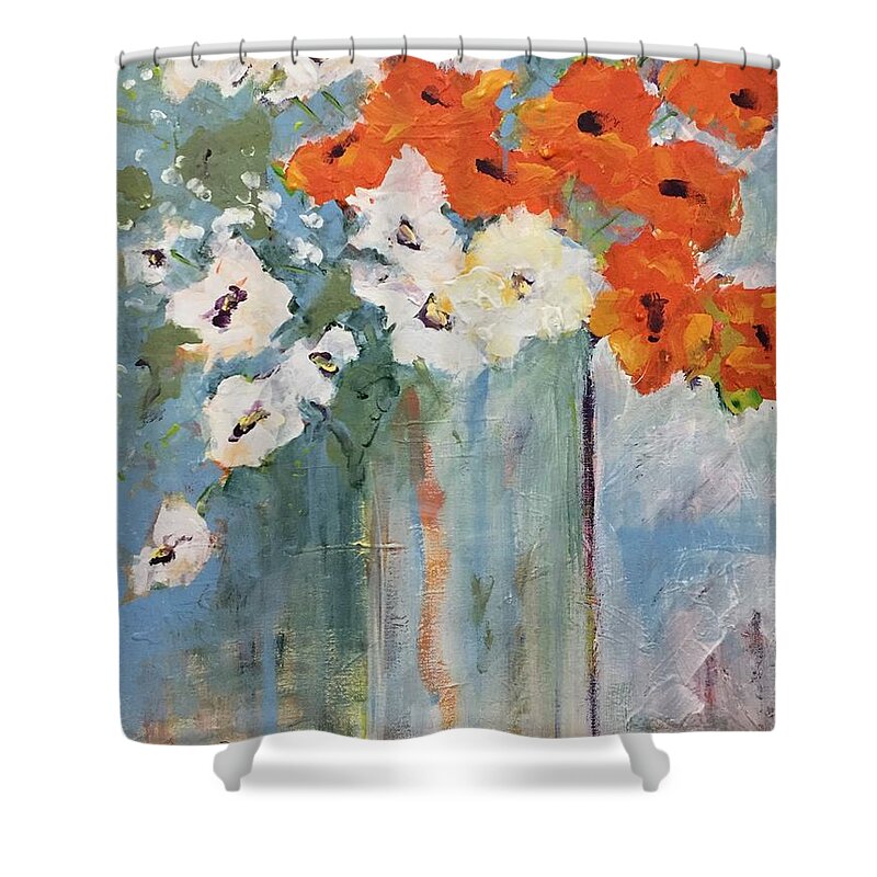 Floral Shower Curtain featuring the painting Orange You Lovely by Terri Einer