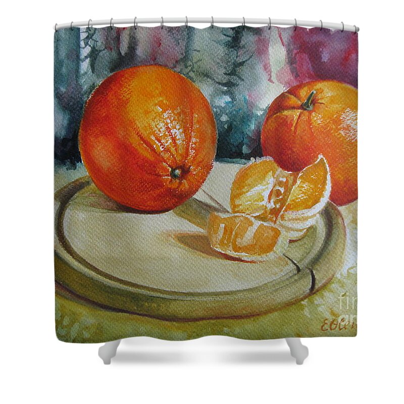 Orange Shower Curtain featuring the painting Oranges by Elena Oleniuc