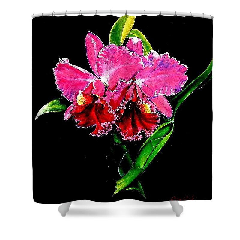 Orchid Shower Curtain featuring the painting Orchid by Dmitri Ivnitski