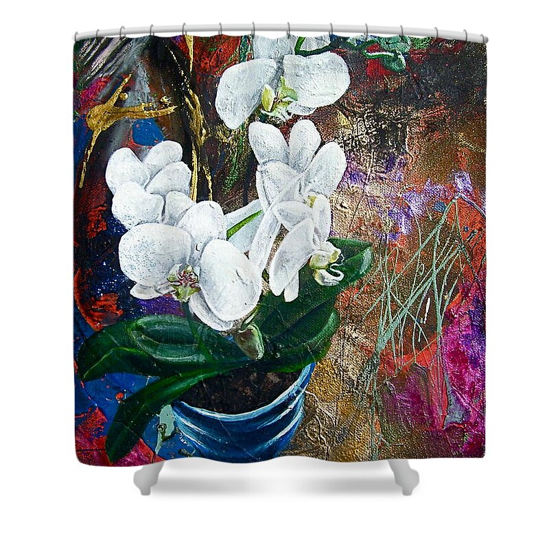 Orchid Shower Curtain featuring the painting Orchid You by Laura Pierre-Louis