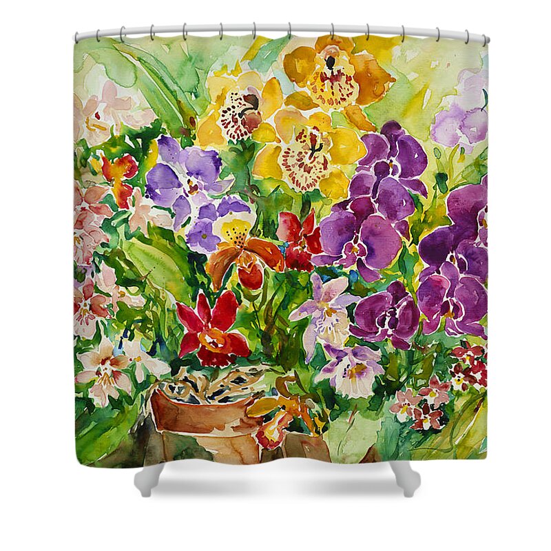 Orchids Shower Curtain featuring the painting Orchids I by Ingrid Dohm