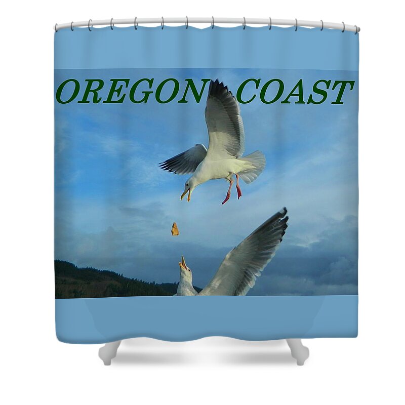 Gulls Shower Curtain featuring the photograph Oregon Coast Amazing Seagulls by Gallery Of Hope 