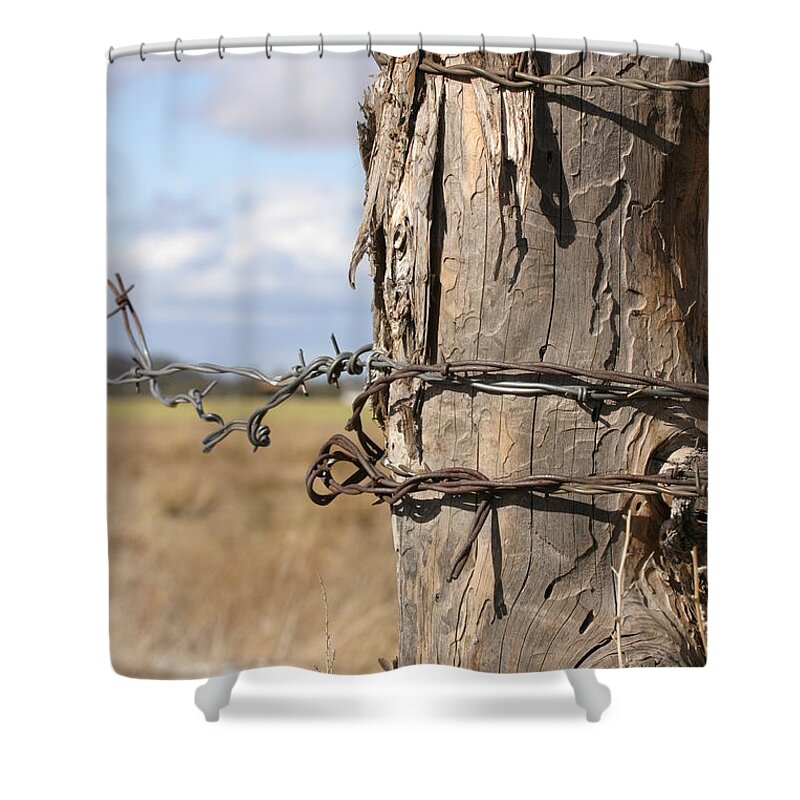 Post Shower Curtain featuring the photograph Oregon Fence Post by Jeff Floyd CA