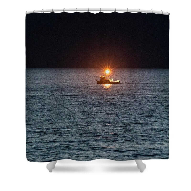 Oregon Coast Shower Curtain featuring the photograph Oregon Night Fishing by Tom Singleton