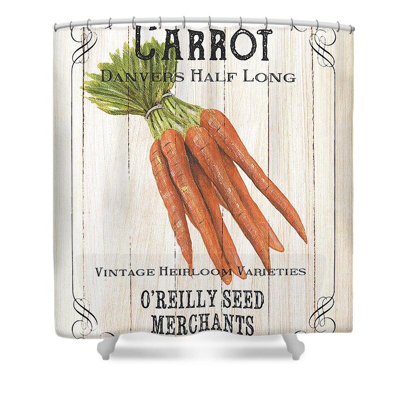 Carrot Shower Curtain featuring the painting Organic Seed Packet 2 by Debbie DeWitt